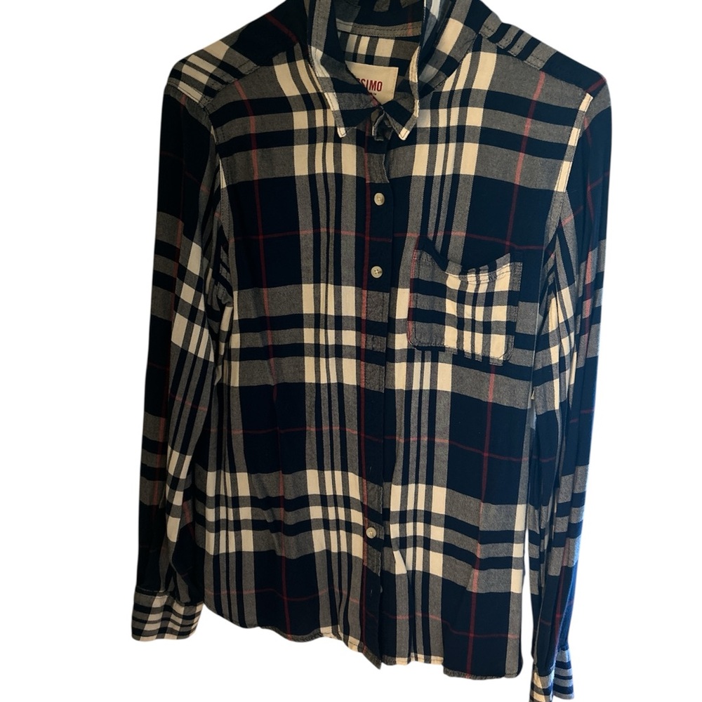 Mossimo Supply Co. Navy and White Plaid Shirt